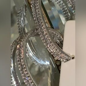 Elegant Silver Rhinestone Hoop Earrings